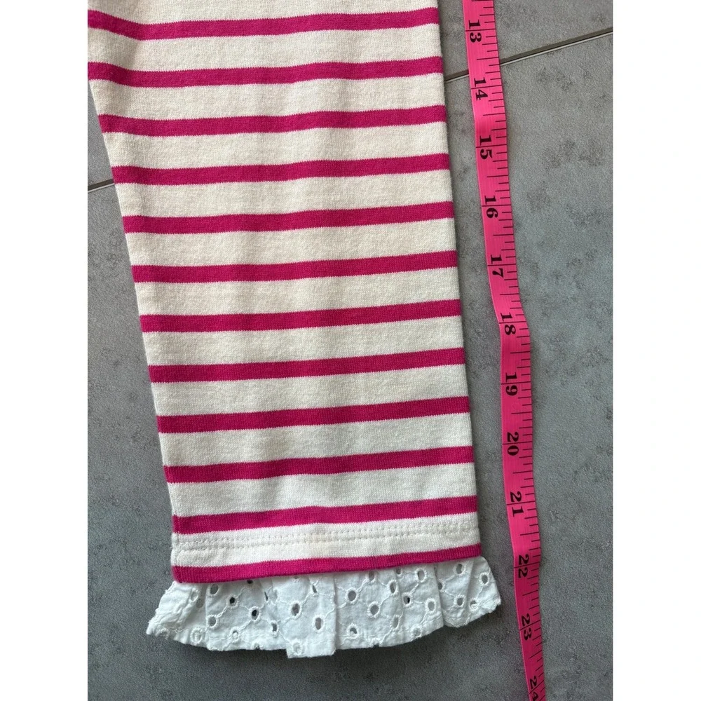 Talbots Pink Cream Striped‎ Mock Neck Valentine's Top Heart Patch Eyelet Trim LP - Picture 12 of 12